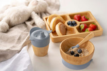 Load image into Gallery viewer, Citron Bamboo Cup with Lid and Straw Dusty Blue Lifestyle