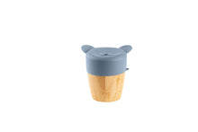 Load image into Gallery viewer, Citron Bamboo Cup with Lid and Straw Dusty Blue Back View