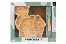 Load image into Gallery viewer, Citron Small Bamboo Plate with Suction with Spoon Camel Packaging