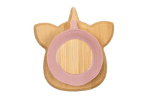Load image into Gallery viewer, Citron Small Bamboo Plate with Suction Unicorn Suction