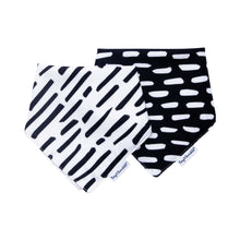 Load image into Gallery viewer, Tiny Twinkle Bandana Bib Black and White Set