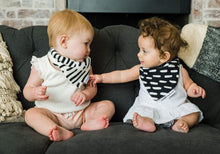Load image into Gallery viewer, Tiny Twinkle Bandana Bib Black and White Set