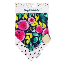 Load image into Gallery viewer, Tiny Twinkle Bandana Bib Painted Peony Set