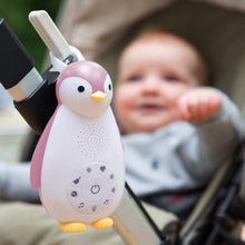 Load image into Gallery viewer, Zazu Sound Machine - Zoë the penguin in pink in stroller