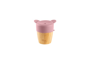 Citron Bamboo Cup with Lid and Straw Blush Pink Back View