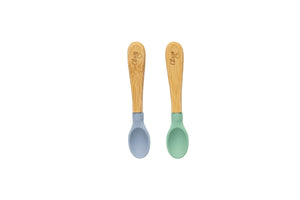 Citron 2-Piece Bamboo Spoon Set Green and Dusty Blue