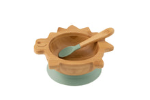Load image into Gallery viewer, Citron Bamboo Bowl with Suction with Spoon Dino
