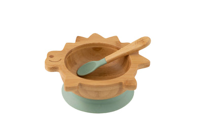 Citron Bamboo Bowl with Suction with Spoon Dino