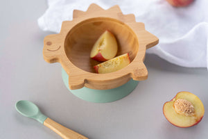 Citron Bamboo Bowl with Suction with Spoon Dino Lifestyle
