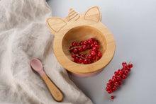 Load image into Gallery viewer, Citron Bamboo Bowl with Suction with Spoon Unicorn Lifestyle
