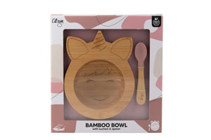 Citron Bamboo Bowl with Suction with Spoon Unicorn Packaging