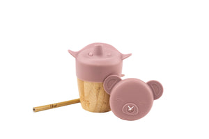 Citron Bamboo Cup with Lid and Straw Blush Pink Lid and Straw