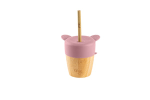 Citron Bamboo Cup with Lid and Straw Blush Pink with Straw