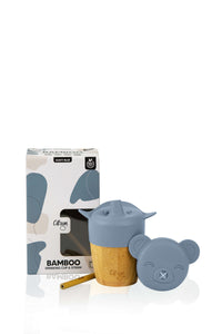 Citron Bamboo Cup with Lid and Straw Dusty Blue Packaging