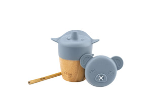 Citron Bamboo Cup with Lid and Straw Dusty Blue Lid and Straw