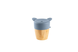 Citron Bamboo Cup with Lid and Straw Dusty Blue Back View