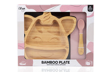 Load image into Gallery viewer, Citron Small Bamboo Plate with Suction with Spoon Unicorn Packaging
