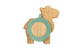 Citron Small Bamboo Plate with Suction Camel Suction