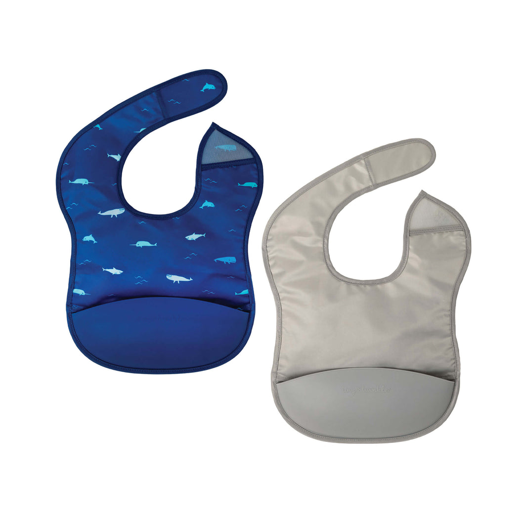 Tiny Twinkle - Silicone Pocket Bibs in Ocean Life and Slate