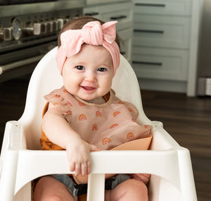 Tiny Twinkle - Silicone Pocket Bibs with Ruffles in Boho Rainbow