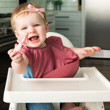 Load image into Gallery viewer, Tiny Twinkle - Silicone Pocket Bibs with Ruffles in Burgundy
