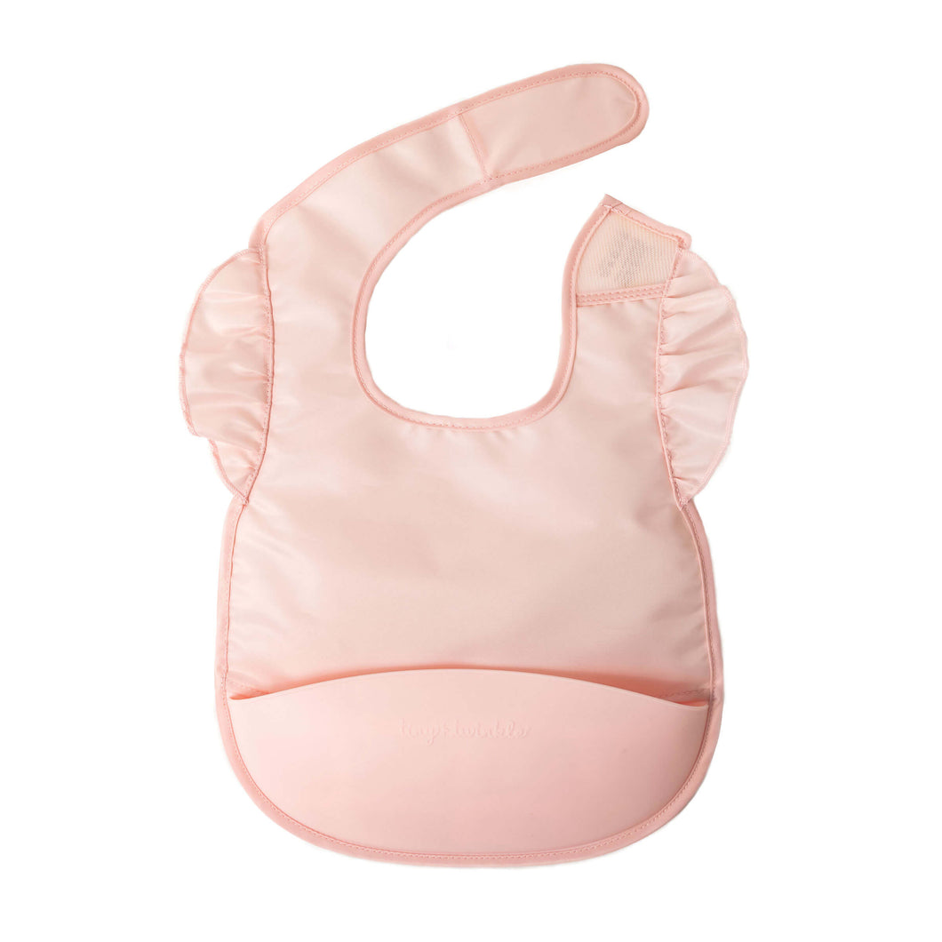 Tiny Twinkle - Silicone Pocket Bibs with Ruffles in Rose