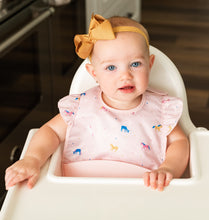 Load image into Gallery viewer, Tiny Twinkle - Silicone Pocket Bibs with Ruffles in Unicorn Confetti
