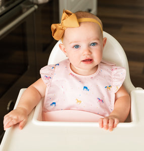Tiny Twinkle - Silicone Pocket Bibs with Ruffles in Unicorn Confetti