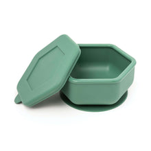 Load image into Gallery viewer, Tiny Twinkle&#39;s Silicone Suction Bowl with Lid in Olive Green
