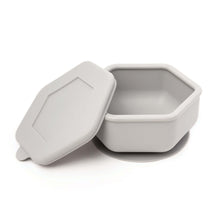 Load image into Gallery viewer, Tiny Twinkle&#39;s Silicone Suction Bowl with Lid in grey color
